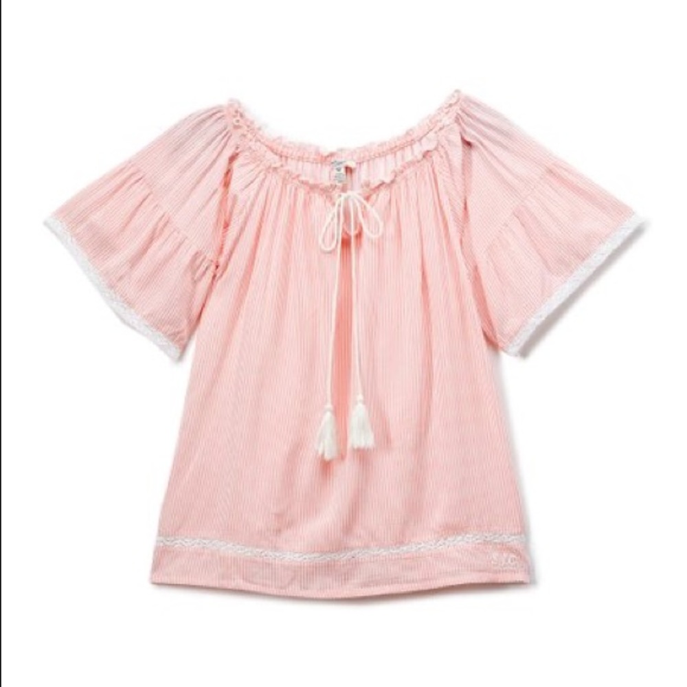 Silver Jeans | Peach Stripe Lace-Accent Tassel-tie